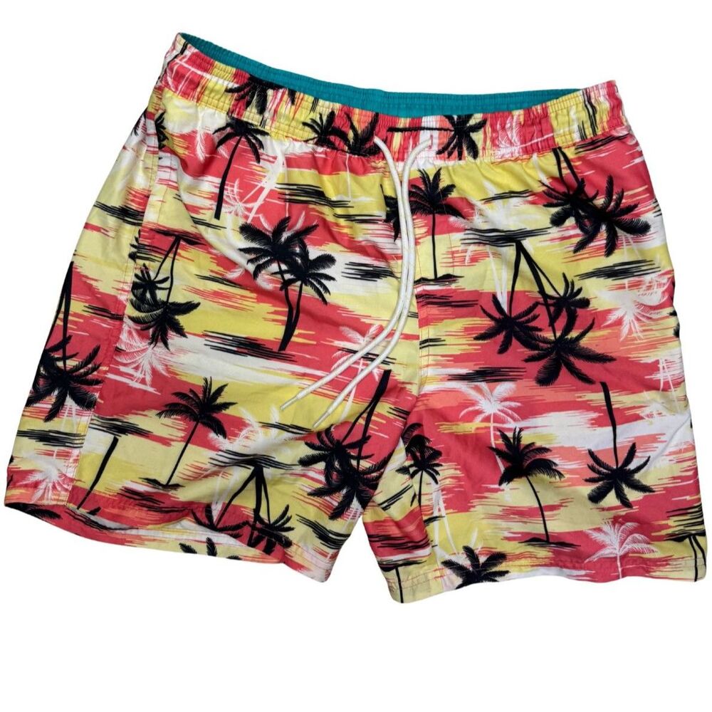 No Boundaries Men's Large Tropical Printed Swim Trunks